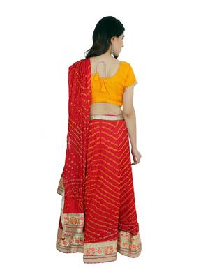 Art Silk Stitched Lehanga With Embellished Lace And Unstitched Blouse 2