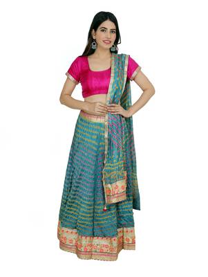 Art Silk Stitched Lehanga With Embellished Lace And Unstitched Blouse 1