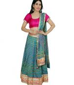 Art Silk Stitched Lehanga With Embellished Lace And Unstitched Blouse