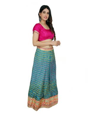 Art Silk Stitched Lehanga With Embellished Lace And Unstitched Blouse 2