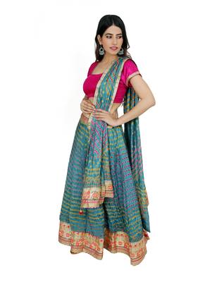 Art Silk Stitched Lehanga With Embellished Lace And Unstitched Blouse 4