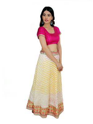 Art Silk Stitched Lehanga With Embellished Lace And Unstitched Blouse 3