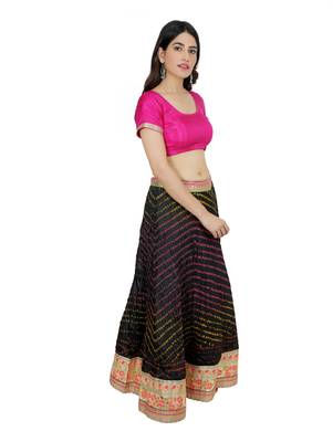 Art Silk Stitched Lehanga With Embellished Lace And Unstitched Blouse 3