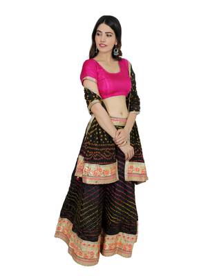 Art Silk Stitched Lehanga With Embellished Lace And Unstitched Blouse 4