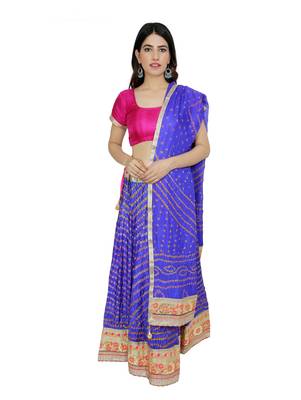 Art Silk Stitched Lehanga With Embellished Lace And Unstitched Blouse 1