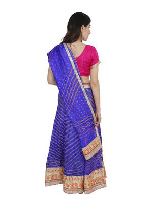 Art Silk Stitched Lehanga With Embellished Lace And Unstitched Blouse 2