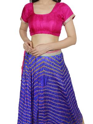 Art Silk Stitched Lehanga With Embellished Lace And Unstitched Blouse 5