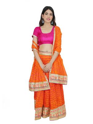 Art Silk Stitched Lehanga With Embellished Lace And Unstitched Blouse 1