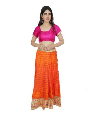 Art Silk Stitched Lehanga With Embellished Lace And Unstitched Blouse 3