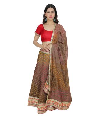 Art Silk Stitched Lehanga With Embellished Lace And Unstitched Blouse 1