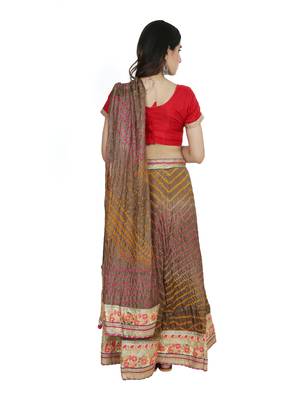 Art Silk Stitched Lehanga With Embellished Lace And Unstitched Blouse 2