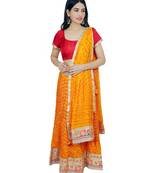 Art Silk Stitched Lehanga With Embellished Lace And Unstitched Blouse