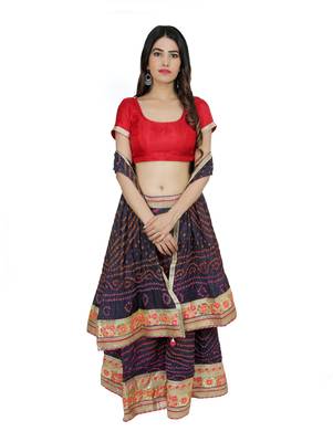 Art Silk Stitched Lehanga With Embellished Lace And Unstitched Blouse 1