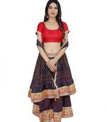 Art Silk Stitched Lehanga With Embellished Lace And Unstitched Blouse