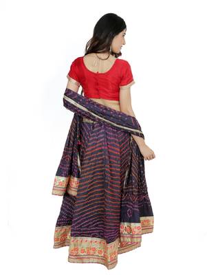 Art Silk Stitched Lehanga With Embellished Lace And Unstitched Blouse 2