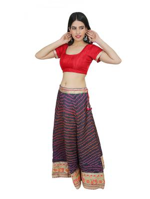 Art Silk Stitched Lehanga With Embellished Lace And Unstitched Blouse 3