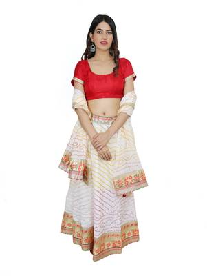 Art Silk Stitched Lehanga With Embellished Lace And Unstitched Blouse 1