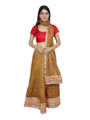 Art Silk Stitched Lehanga With Embellished Lace And Unstitched Blouse 1