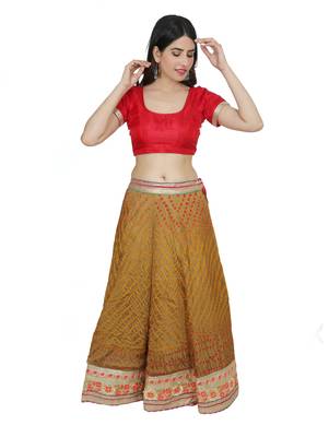 Art Silk Stitched Lehanga With Embellished Lace And Unstitched Blouse 3