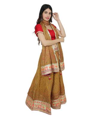 Art Silk Stitched Lehanga With Embellished Lace And Unstitched Blouse 5