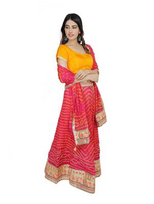 Art Silk Stitched Lehanga With Embellished Lace And Unstitched Blouse 1