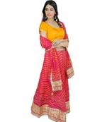 Art Silk Stitched Lehanga With Embellished Lace And Unstitched Blouse