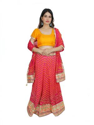Art Silk Stitched Lehanga With Embellished Lace And Unstitched Blouse 2