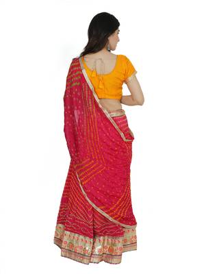 Art Silk Stitched Lehanga With Embellished Lace And Unstitched Blouse 3