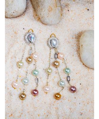 Elegant Silver Multicolored Drop Earrings 2