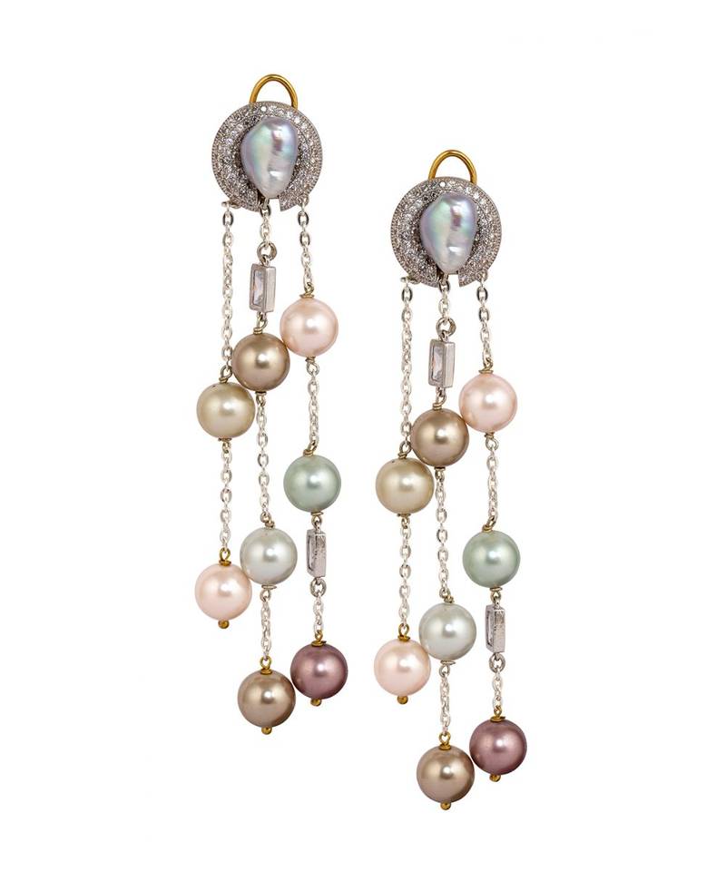 Elegant Silver Multicolored Drop Earrings