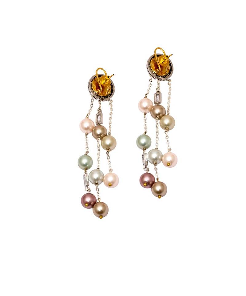 Elegant Silver Multicolored Drop Earrings