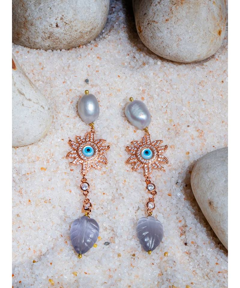 Beautiful Grey and Rose Pink Drop Earrings