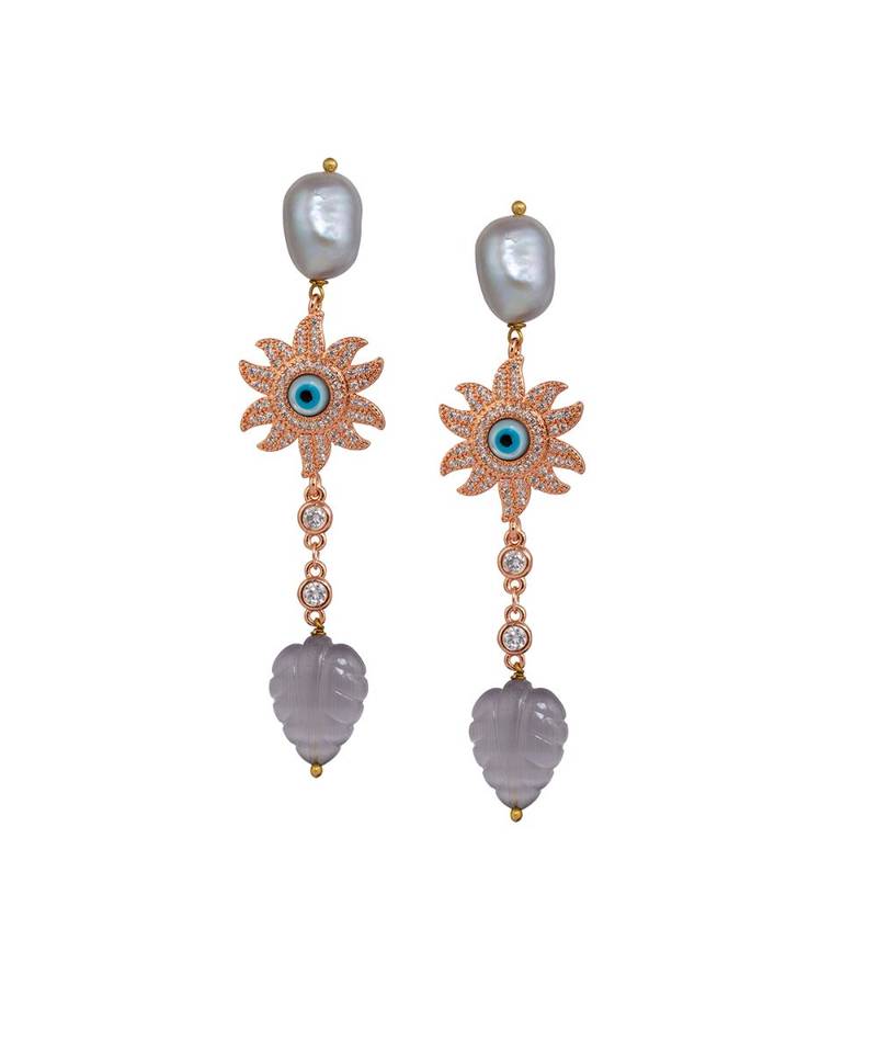 Beautiful Grey and Rose Pink Drop Earrings