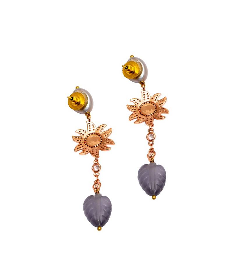 Beautiful Grey and Rose Pink Drop Earrings