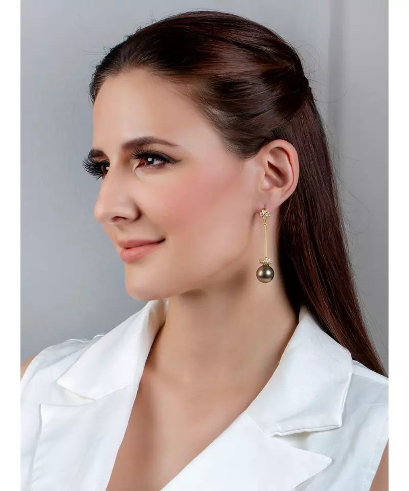 Lush Brown and Gold Drop Earrings