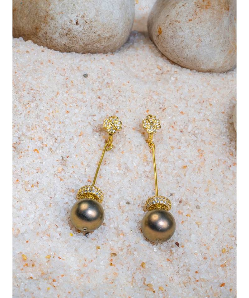 Lush Brown and Gold Drop Earrings