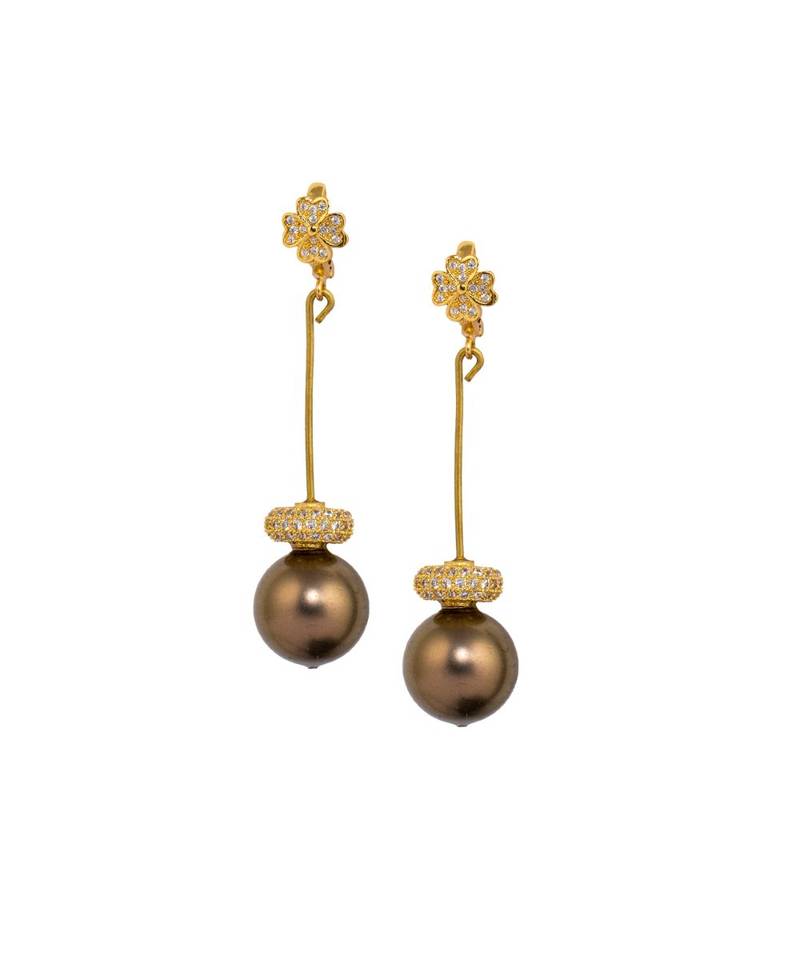Lush Brown and Gold Drop Earrings
