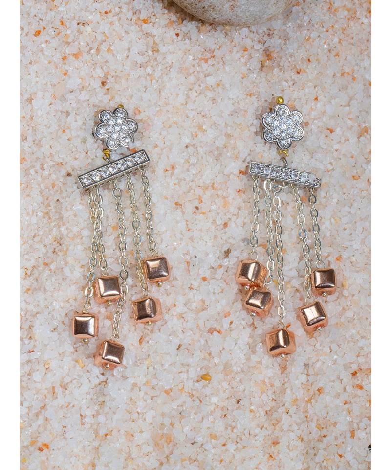 Beautiful Silver and Rose Pink Dangle Earrings