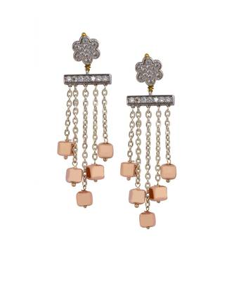 Beautiful Silver and Rose Pink Dangle Earrings 3