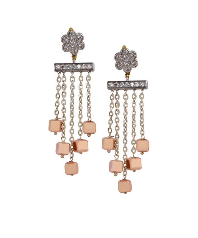 Beautiful Silver and Rose Pink Dangle Earrings