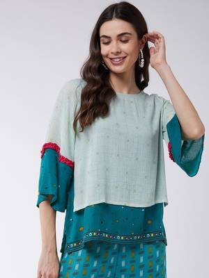 Black printed georgette tops 1