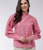 Pink printed cotton tops