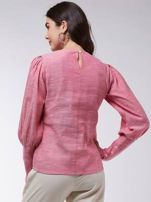 Pink printed cotton tops 3