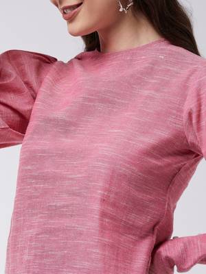 Pink printed cotton tops 4