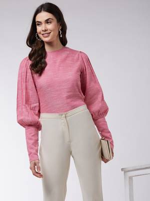 Pink printed cotton tops 5