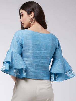 Blue printed cotton tops 3