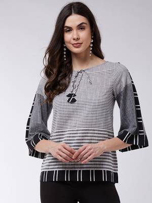 Black printed cotton tops 1