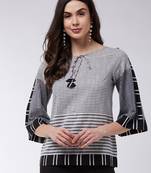 Black printed cotton tops