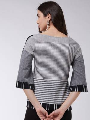 Black printed cotton tops 3