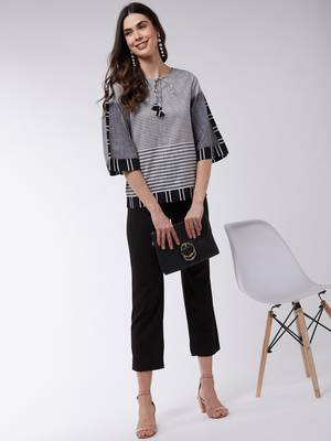 Black printed cotton tops 5